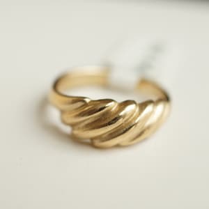 Croissant Ring, Solid 10k Gold Wave Ring in Recycled Solid 10k yellow Gold,Shrimp Ring
