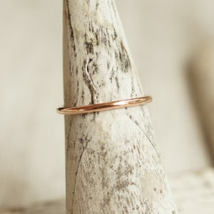 10k Gold Stacking Ring Thin Wedding Band, Hammered or Shiny
