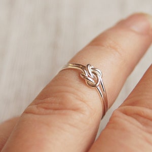 Knot Ring, silver double knot, 18 gauge 1mm hand tied, sterling silver promise ring, bridesmaid gift, gift for her image 3