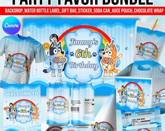Blue Dog Theme Party Bundle Birthday Party Favors Kit Party Decor Printable Party Decoration Set Editable Blue Dog Party Supplies All in 1