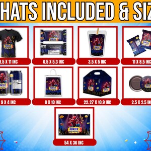 Spider man Party favor bundle, Spider man Party Decor, Birthday Decor, Chip bag, Water bottle label, Chocolate Wrapper, Caprisun Label image 11