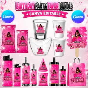 Roulette Party Pack, Birthday Bundle, Teen Adult Birthday Party Favor, Party Bucket Template, Stickers & Labels, Birthday Game Board.