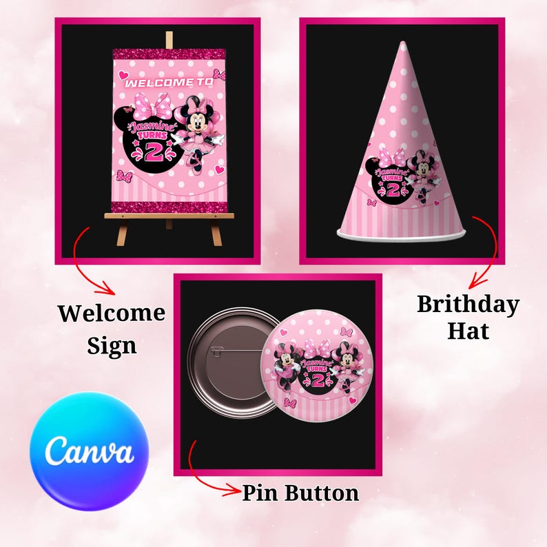 Minnie Mouse Birthday 11 Party Favors, Minnie Birthday Printables, Chip Bag, Capri Sun, Water Bottle, Gable Box Label, Minnie Birthday Favor