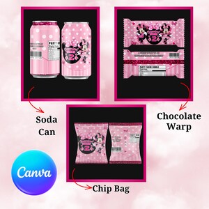 Minnie Mouse Birthday 11 Party Favors, Minnie Birthday Printables, Chip Bag, Capri Sun, Water Bottle, Gable Box Label, Minnie Birthday Favor