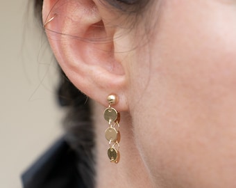 14k Gold Filled Chain Earrings, Chain Loop Earrings, Chain Stud Earrings, Front to Back Earrings, Gold Chain Earrings, Chain Hoop Earrings