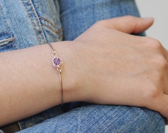 Dainty Amethyst Bracelet Cuff, Amethyst Gold Bracelet, Gemstone Bangle Bracelet, Gold Bangles, Gold Birthstone Bracelet, Thin Gold Bracelet