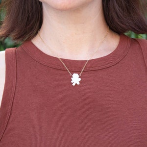 Mother of Pearl Flower Necklace, White Rose Necklace, Dainty Rose Flower Necklace, Rose Drop Necklace Gold, Silver, Rose Gold, Rose Pendant
