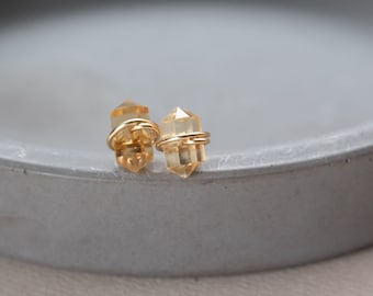 Dainty Citrine Stud Earrings, Genuine Citrine Earrings Studs Gold Filled November Birthstone Earrings, Citrine Gold Earrings Sterling Silver