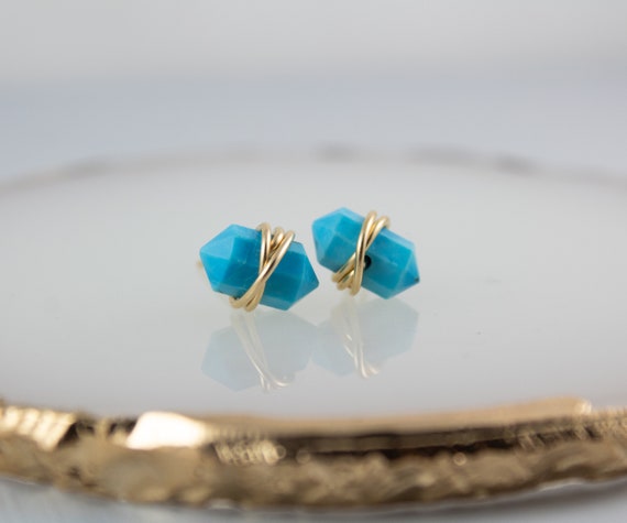 Tiny turquoise clearance stud earrings