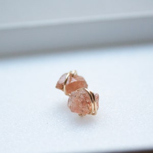 Sunstone Stud Earrings, Sunstone Earrings Studs, Raw Gemstone Earrings, Crystal Stud Earrings, Sunstone Jewelry, Gift for Her, Orange Studs