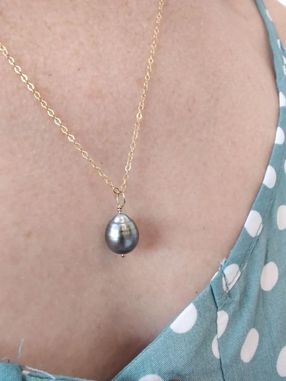 Single tahitian deals pearl necklace