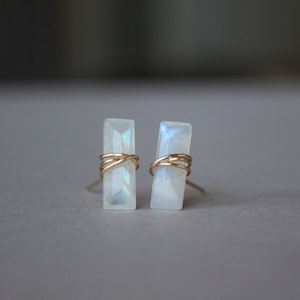 Rainbow Moonstone Earrings Studs, Moonstone Earrings Rose Gold, Sterling Silver, Gold Filled Rainbow Moonstone Stud Earrings June Birthstone