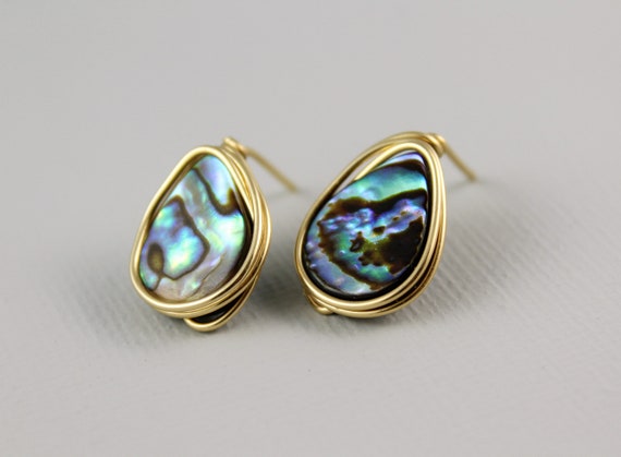 Paua shell studs dainty paua shell earrings abalone jewelry
