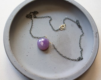 Purple Agate Necklace For Women, Violet Agate Necklace, Mixed Metal Necklace, Dainty gemstone necklace oxidized sterling silver chain