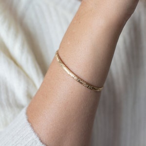 Gold Filled Cuff Bracelet, Plain Hammered Gold Bangle Bracelet, Open Cuff Bangle, Thin Gold Cuff Bracelet,  Gold Bangle, Hawaiian Bangle