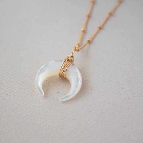 Crescent Moon Necklace Double Horn 