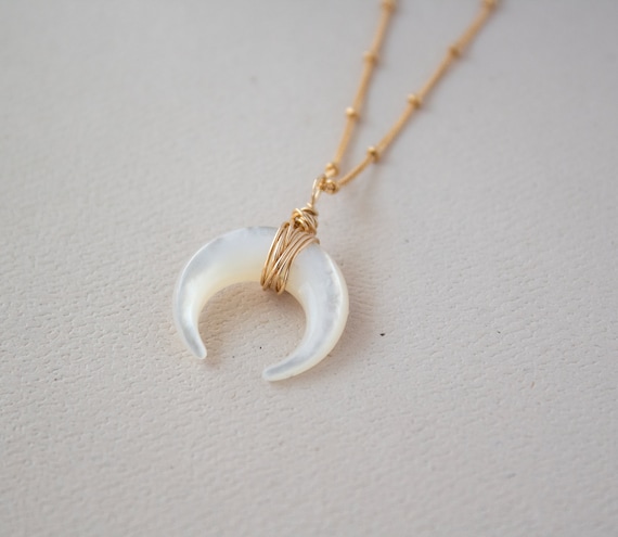 Buy Crescent Moon Necklace Upside Down Moon Pendant Double Horn Online in  India 