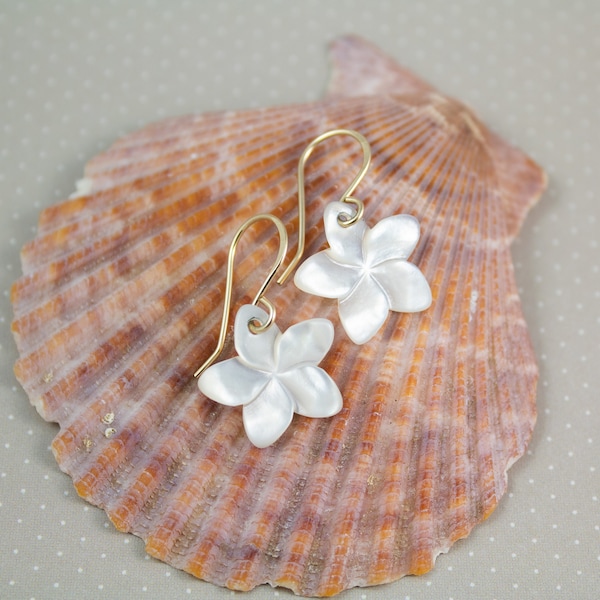 White Gold Plumeria Earrings Etsy