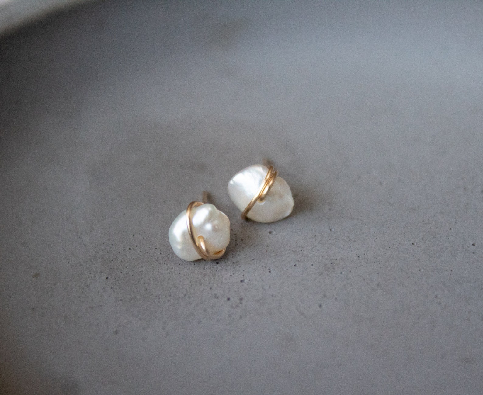 Dainty Pearl Stud Earrings Dainty Real Pearl Earrings Gold | Etsy