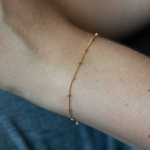 Gold Satellite Bracelet, Gold Bead Chain Bracelet, 14k Gold Filled or Sterling Silver, Dainty Gold Bracelet, Minimalist Thin Chain Bracelet