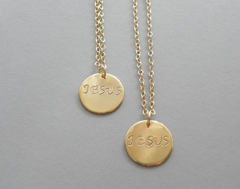 Gold Jesus Necklace Christian jewelry For Women Gold Disc Etsy