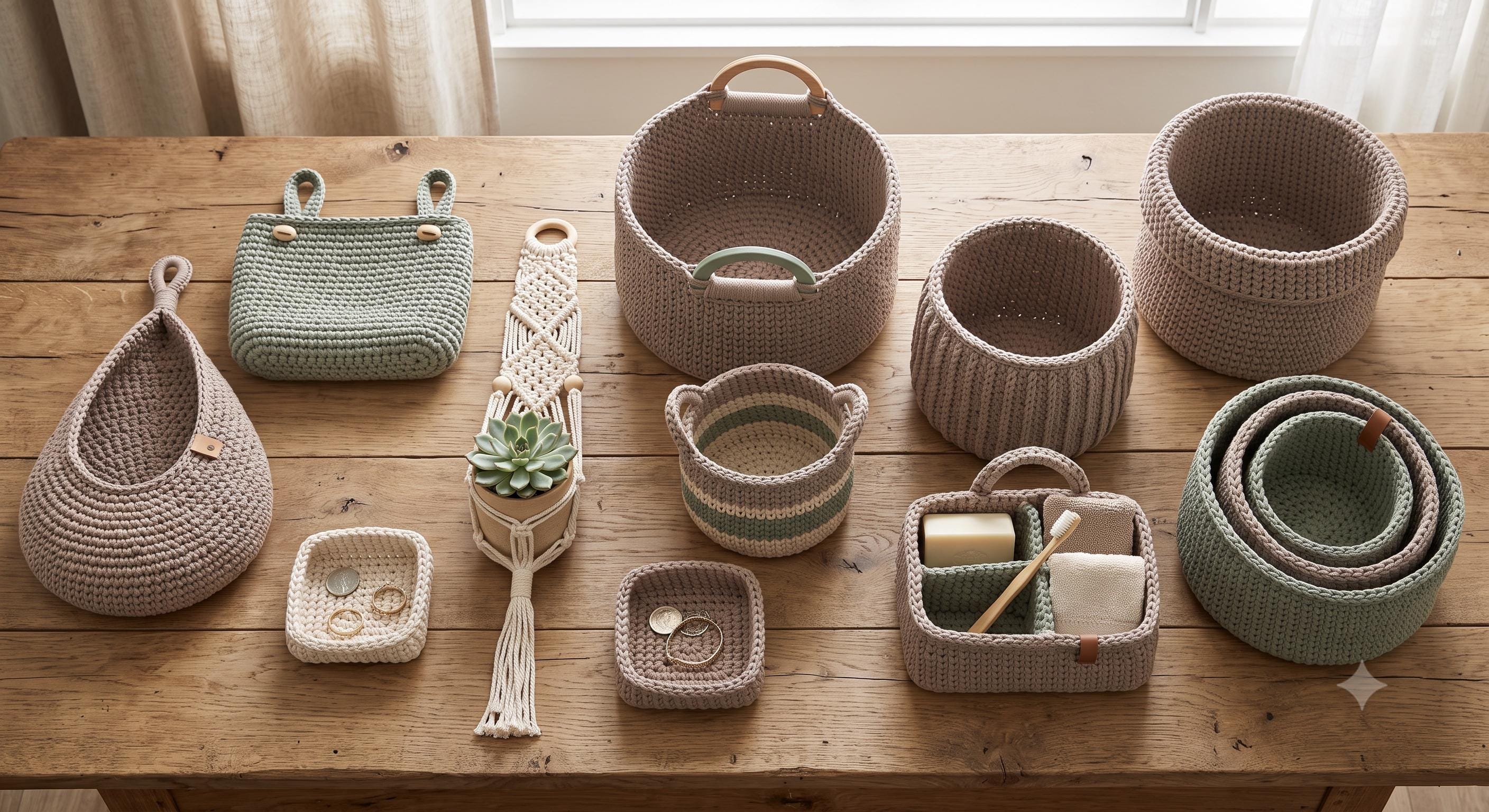 30 Plant Crochet Patterns to Brighten Home Decor and Gift Giving 2 10-in-1 Storage Basket and Plant Hanger Bundle