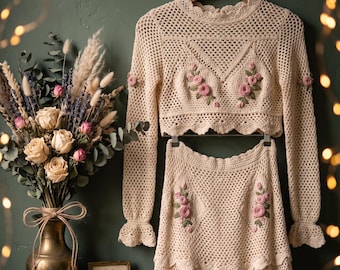 Western Boho Crochet Bridal Set Pattern | Off-Shoulder Top, A-Line Skirt (PDF Download)