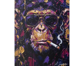 Smoking Sunglasses Chimp Canvas | Classic Stretched Canvas Wall Art