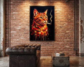 Smoking Ginger Tabby Cat Matte Canvas