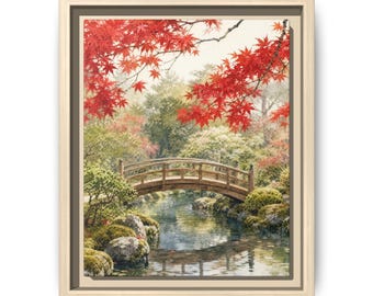 Japanese Garden Bridge Canvas