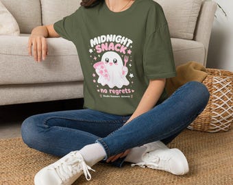 Mental Health Shirt | Midnight Snack Ghost T-Shirt | Cute Kawaii Ghost, Food Theme
