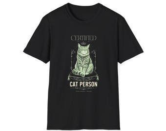 Mental Health Shirt | Certified Cat Person T-Shirt | Vintage Green Cat Illustration