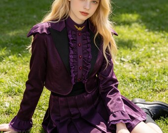 Gothic Purple Vampire Dress in Nana Style for Girls, Trendy Halloween Cosplay Outfit for Carnival Parties, Role Play and Holiday Dress Up