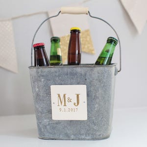 Beverage holder, Beer Bucket, or Ice Bucket - Wedding Gift, Anniversary Gift or Birthday Gift - Personalized with Initials