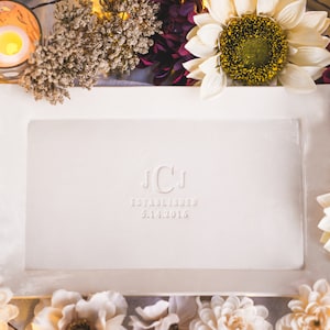 Handmade Rectangular Ceramic Platter Personalized with Monogram and Date - Wedding Gift, Engagement Gift or Signature Guestbook Platter