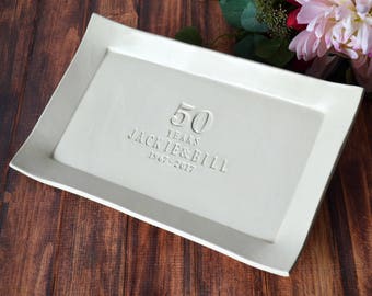 50th Anniversary Gift or Signature Guestbook Platter - Rectangular Personalized Platter