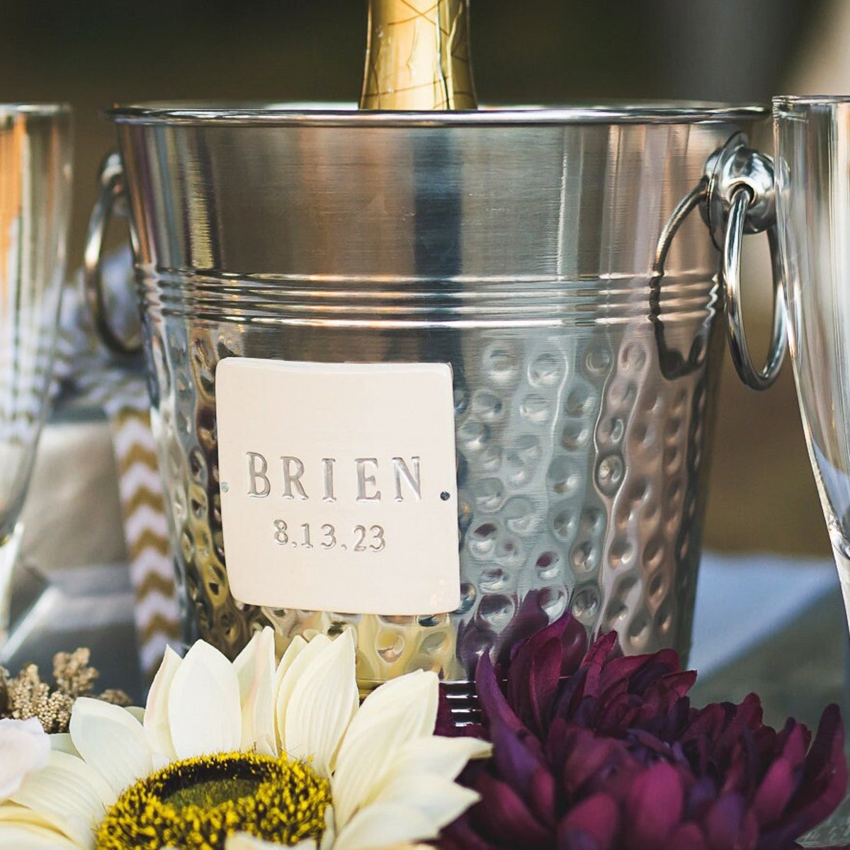 Hammered Stainless Steel Ice or Wine Bucket With Painted Initials | Personalized Wedding or Anniversary Gift - Etsy
