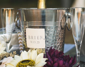 Personalized Hammered Stainless Steel Wine Bucket | Wedding Gift