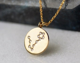 Pisces Zodiac Constellation Necklace, Crystal Astrology Pendant