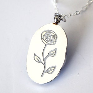Collier argent fleur de naissance juin, collier rose fleur de naissance, collier pierre de naissance, cadeau maman, collier personnalisé, cadeau cadeau