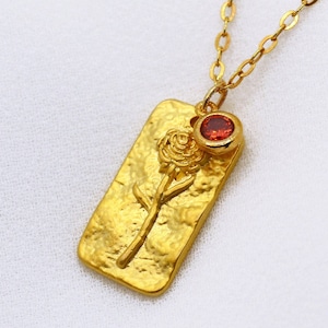 Collar de flores de nacimiento de enero, Collar de piedra de nacimiento, Collar de flores de nacimiento de clavel, Regalo de mamá, Collar personalizado, Push Present