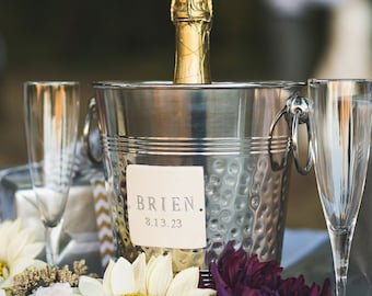 Personalized Hammered Stainless Steel Wine Bucket | Wedding Gift
