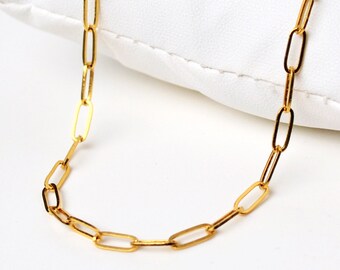 Layering Paperclip Chain Necklace | Tiny Gold Links | Minimalist Jewelry | Small Link | Rectangle Chain | Gift for Her