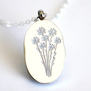 Silver September Birth Flower Necklace, Aster Birth Flower Necklace, Birthstone Necklace, Mom Gift, Personalized Necklace, Push Present