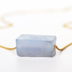 Chalcedony Necklace, Raw Chalcedony Stone Layering Necklace, Boho Necklace, Healing Crystal Necklace, Birthday Gift