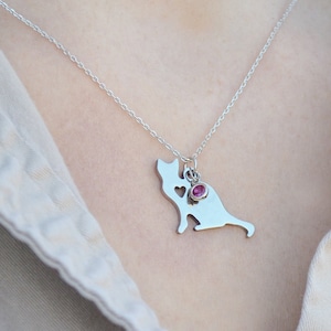 Cat Necklace, Cat Lover Gift, Cat Jewelry, Birthstone Necklace, Cat Gift For Her, Cat Gift Idea, Friend Gift, Best Friend Gift -Gift Boxed