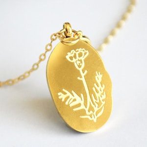 Collar de flor de nacimiento de enero - Joyería de clavel - Oro