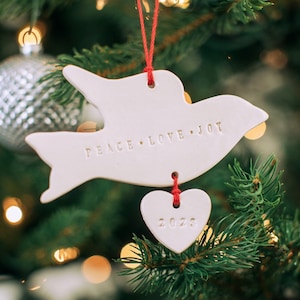 Peace, Love, Joy - Dove Christmas Ornament, 2025 Christmas Ornament, Bird Ornament, Secret Santa Gift,