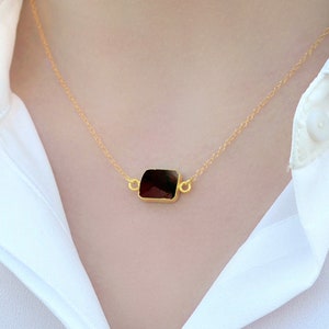 Garnet Necklace, January Birthstone Necklace, Gemstone Slice Necklace, Gift for Her, Natural Garnet Jewelry Set, Unique Handmade Jewelry