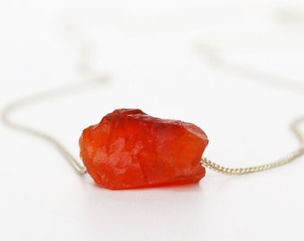 Carnelian Necklace, Raw Carnelian Stone Layering Necklace, Boho Necklace, Healing Crystal Necklace, July Birthday Gift